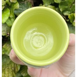 Keramik krus uden hank  gul m/orange lbeglasur