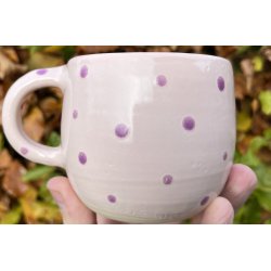 Keramik krus m/hank rosa med lilla prikker