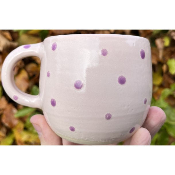 Keramik krus m/hank rosa med lilla prikker