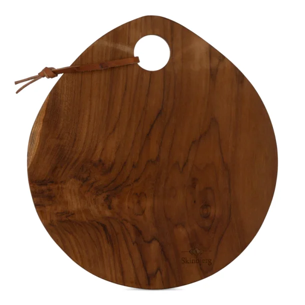Rundt skrebrt i teak tr,  L31xB29xH1,5 cm
