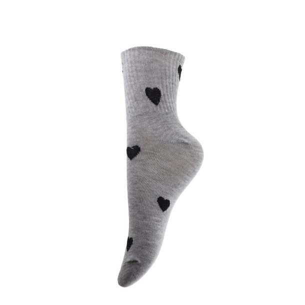 Str�mper onesize - hjerter gr�/sort