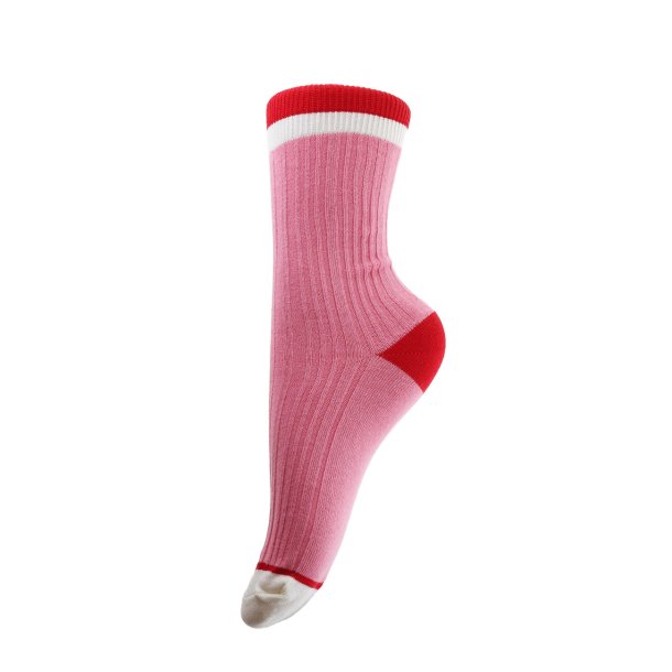 Str�mper onesize - rosa/r�d/hvid