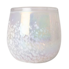 Fyrfadsholder i glas med regnbueeffekt � 10cm