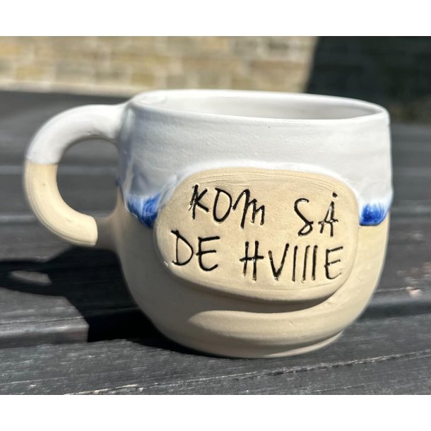 Keramik krus m/hank og citat-tekst "Kom s� de hviie"