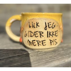 Keramik krus m/hank og citat-tekst "Luk - jeg gider ikke mere pis"
