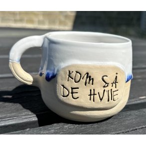 Keramik krus m/hank og citat-tekst 