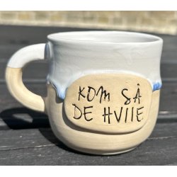 Keramik krus m/hank og citat-tekst "Kom s� de hviie"