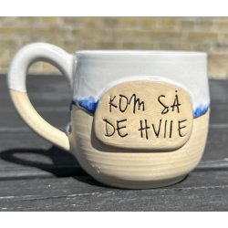 Keramik krus m/hank og citat-tekst "Kom s� de hviie"