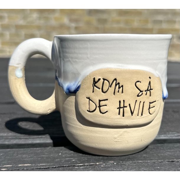 Keramik krus m/hank og citat-tekst "Kom s� de hviie"